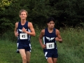 SMILING STRIDERS Junior Gavin Erickson and sophomore Jackson Tanner lead the pack as the first and second runners at the Warner Park meet on September 7. Their first and second finishes in their 4K race contributed to the Boys Junior Varisty team score of 19 and first overall, Garder-Edgerton trailing second with 68. Photo by Julianna Poe