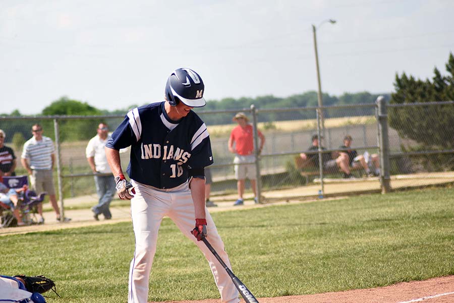 Trust the routine. Senior Nicholas Wohler does he pre-hit routine as he prepares for an incoming pitch from Junction City's pitcher. Wohler went 1-3 from the plate with two RBIs.