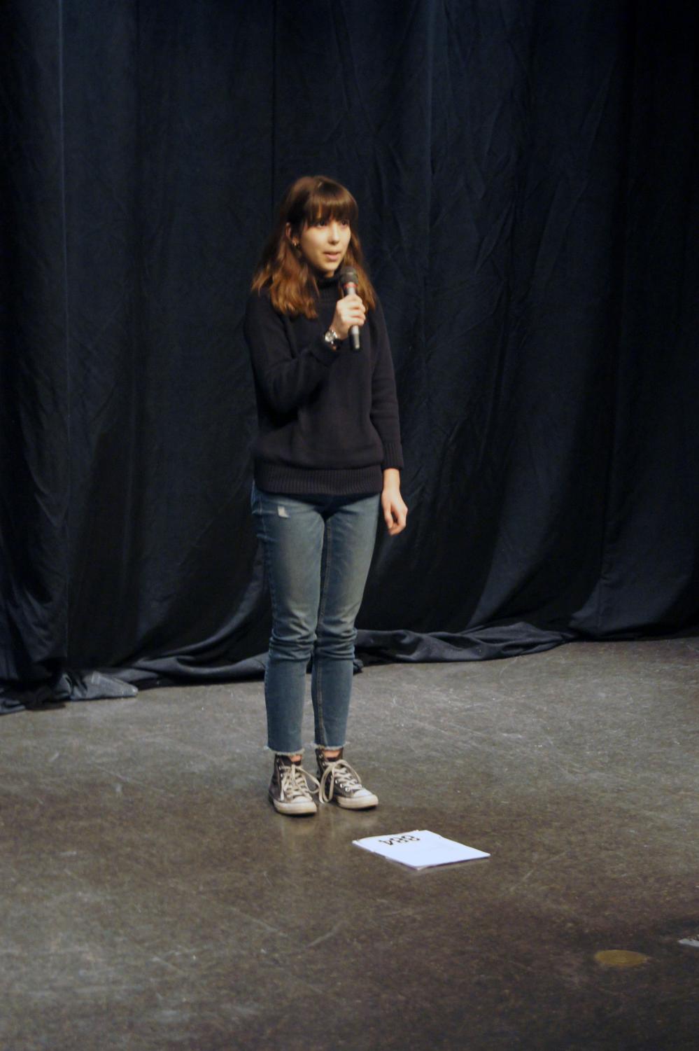 Junior Katharina Ohler recites her poem