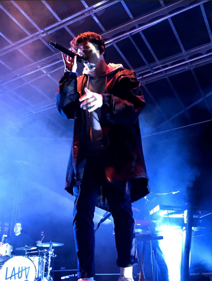 Singer and song writer Lauv sings his viral hit, I Like Me Better. Lauv played at the Bosco Plaza just outside the K-State Union on Oct. 25. 