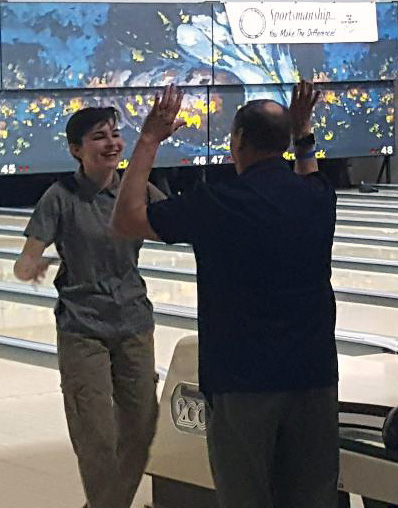Senior Alexandria Newell bowls in the last frame of her last game for her senior year. Newell finished 17th at State making her place in the top 20 individuals out of 72. Her final series was a 517.