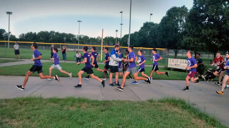 Runners start the "You'll Never Walk Alone" race at 8 a.m. in Annenburg Park. The race was organized by Jen Alonso in memory of her husband Frank who died of pancreatic cancer last year, -- the day after the boys soccer team took second int the state final. All the money raised went towards the MHS soccer teams and pancreatic cancer research.