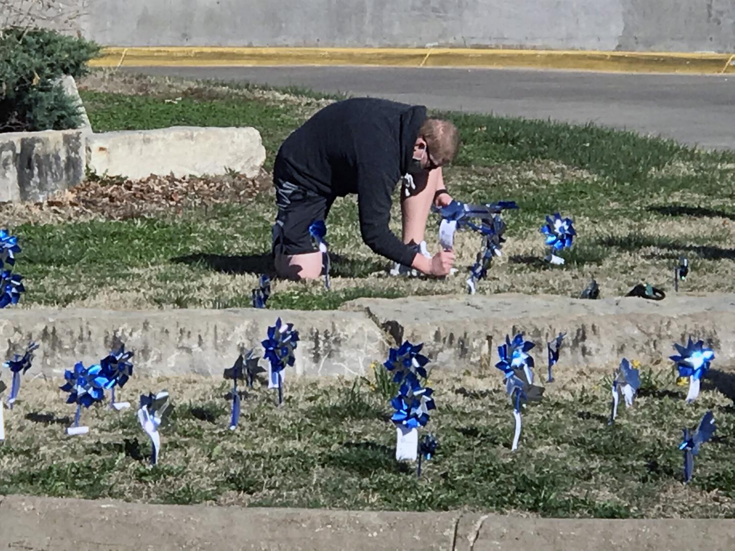 Pinwheel garden at East and West for Child Abuse Awareness Month