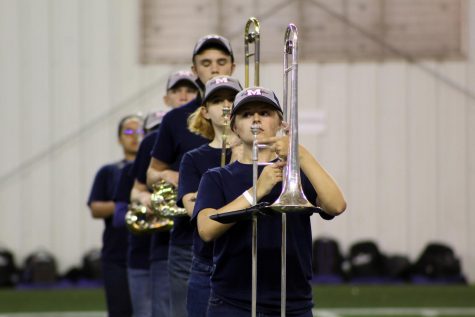 Senior Anika Nyp stands at attention during the clinic portion of the band festival. Photo courtesy of Kristy Nyp
