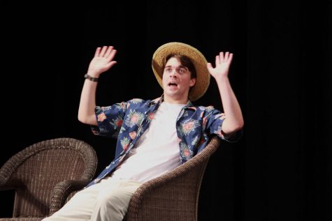 Senior Ryan Ward fills the role of Paul, Esther’s husband, in the fall play. Ward acted in the Thursday and Saturday performances. Photo by Gunner Preston