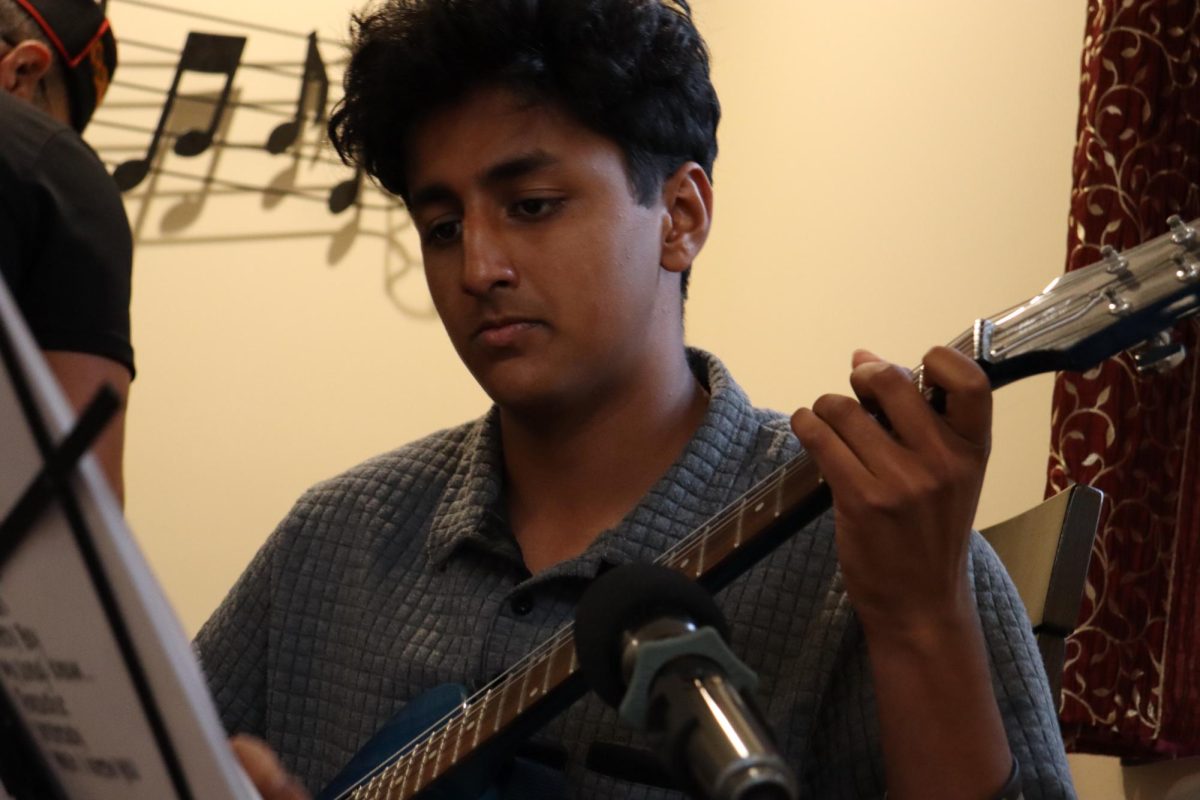 Never looking away. It's always looking forward for senior Advith Natarajan as he awaits to sing.