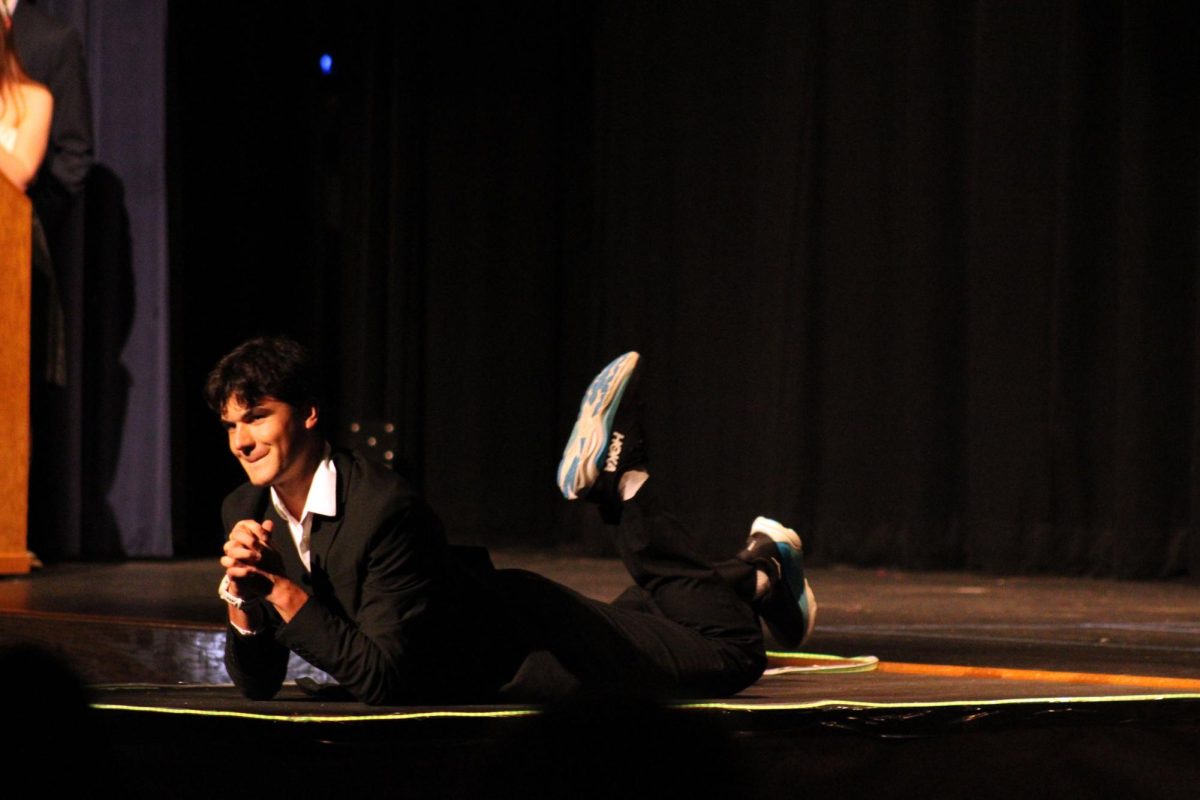 Oh yeah! Pateric Huser posing for the first red carpit. Patric Huser won Mr. MHS displaying his talents to the gueges. "it is kind'a weird." Patric said to the question how do you feel. 