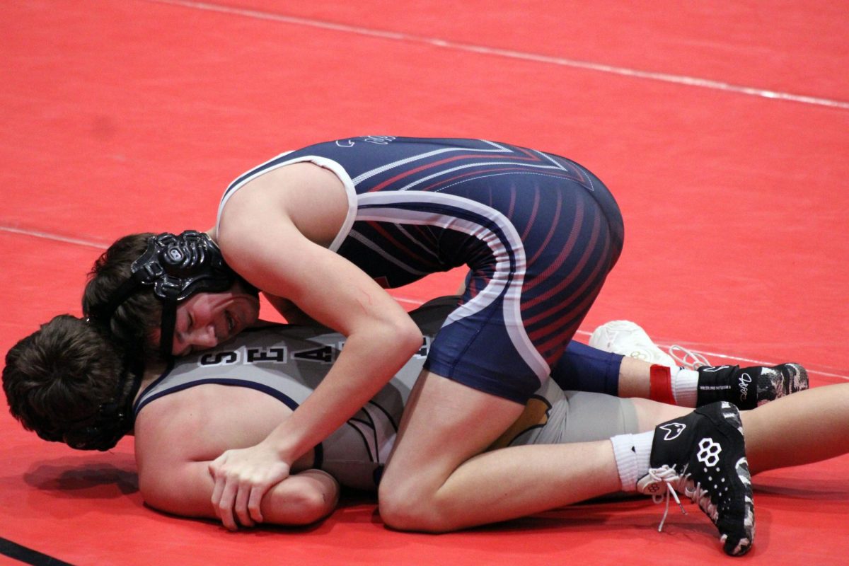 Takedown! Jack Nad taking down a wrestler from Seman. Jack won his mach to help Manhattan win the tournament. 