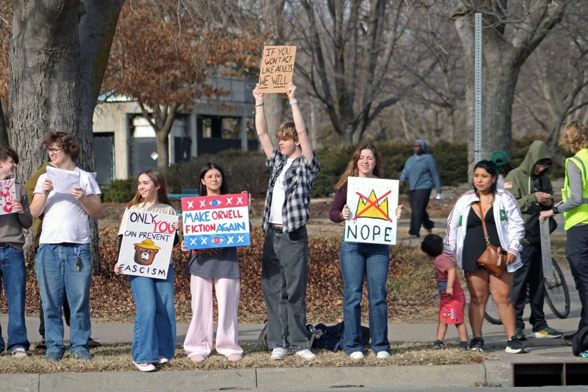 Students Rally for Change On Feb. 13, 2026, Manhattan High School students marched to City Park to participate in a walkout during seventh hour, protesting against Immigration and Customs Enforcement (I.C.E.). They gathered outside Manhattan City Park, awaiting the arrival of K-State protesters to march together to Manhattan Town Center.