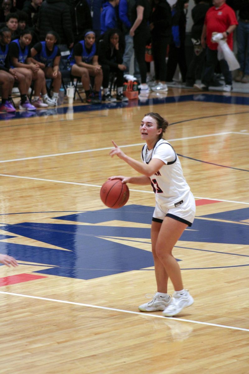 Ball Knowledge Senior Kat Ball calls out plays to her teammates in the home game against Junction City on Feb 20. 