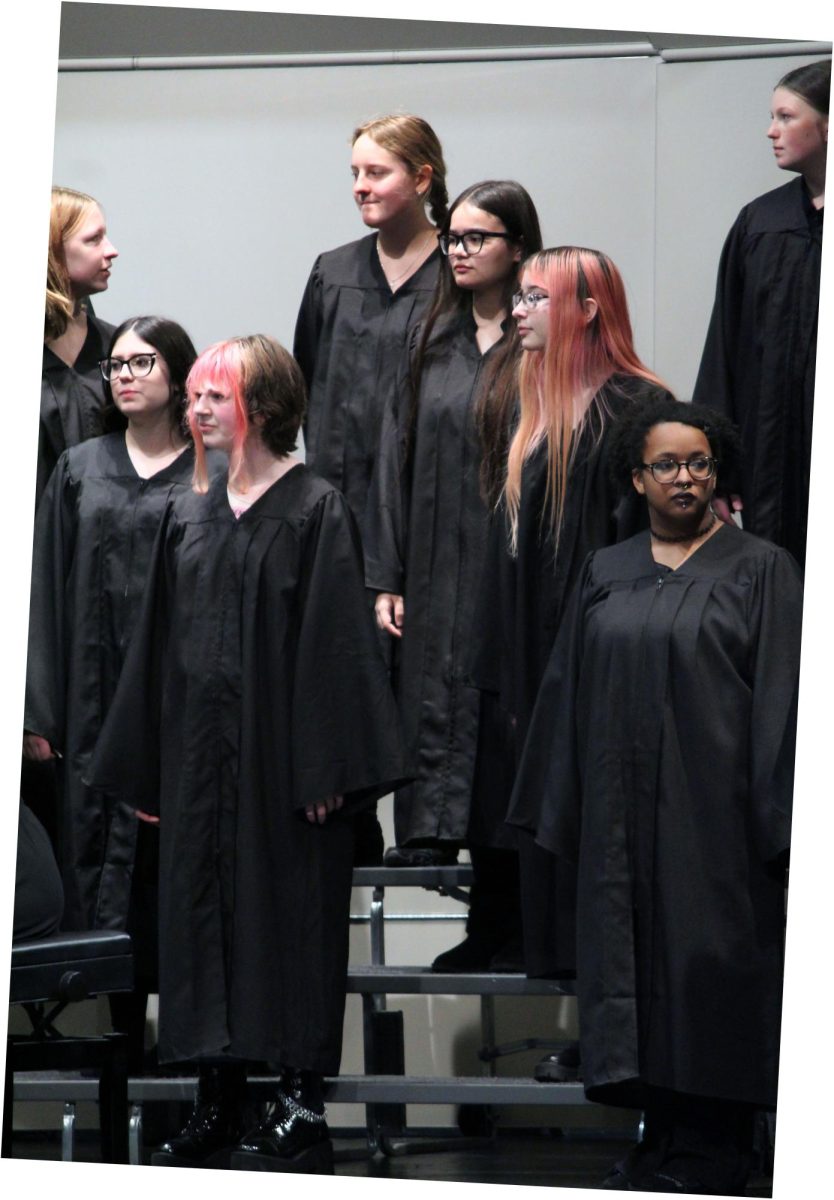 Pink by pink. Choir members of the Treble Choir set up their vocal cords as they sing at the Manhattan High School Final Choir Concert on May 13. There are around 5-6 choirs that exist in MHS, some such as Pops Choir, Chamber, and Bel’Voce, who all also performed at the Final Concert.
